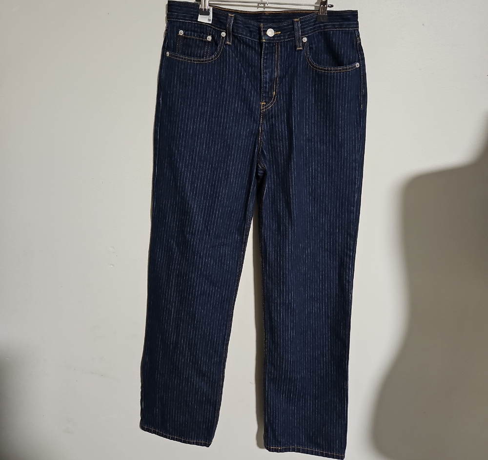 Levi's Navy Pinstripe Straight Leg Jeans ~ 29”